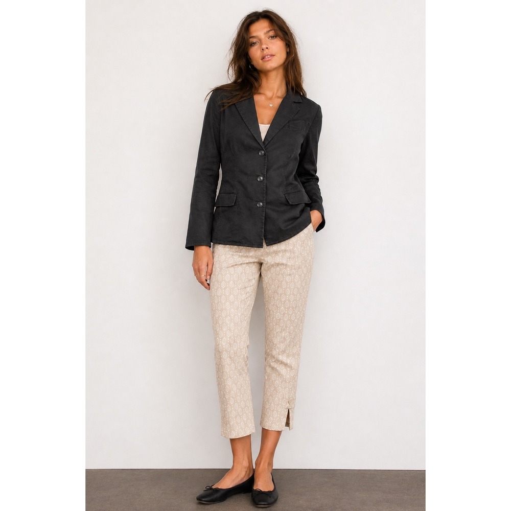 Katayone Adeli Womens Denim Blazer 8 Black Lightweight Cotton Jacket Office Y2K